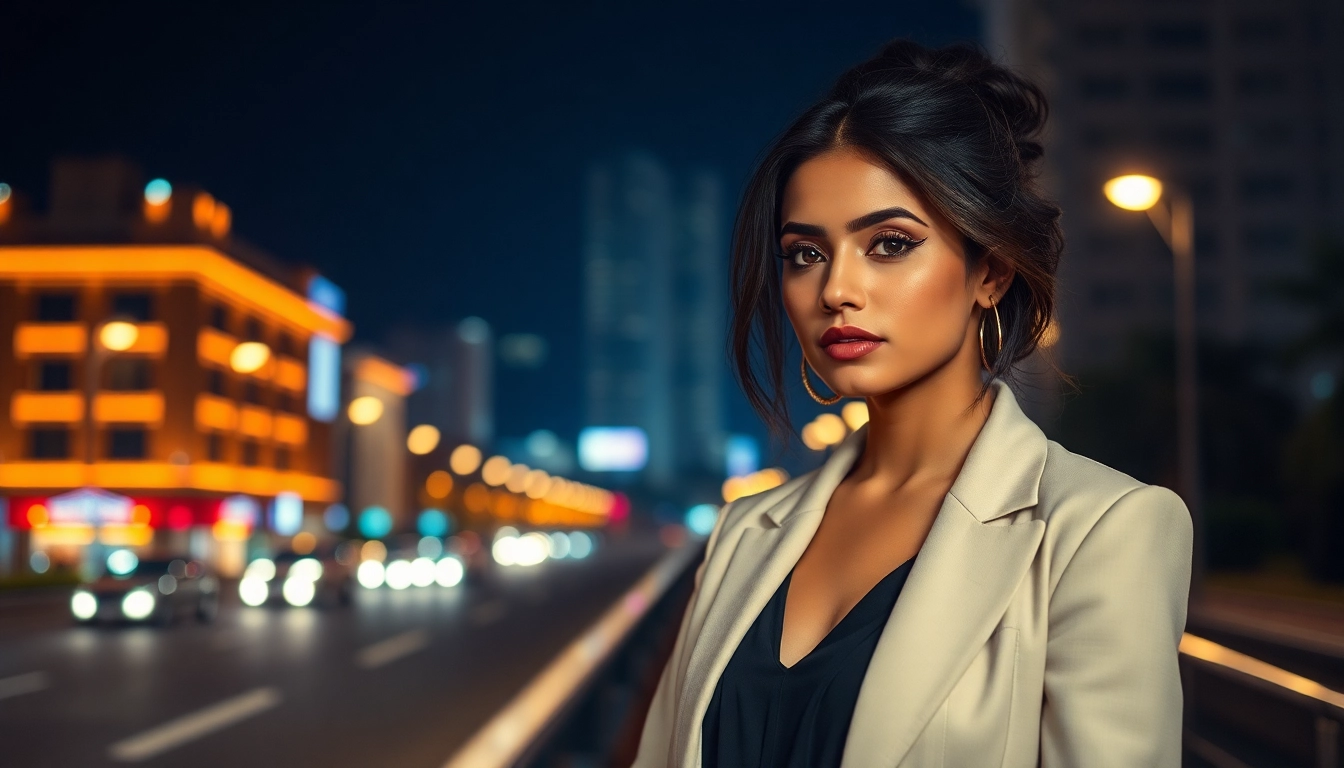 Professional Bangalore Call Girl engaging in a confident pose, emphasizing elegance and discretion in a city nightlife setting.