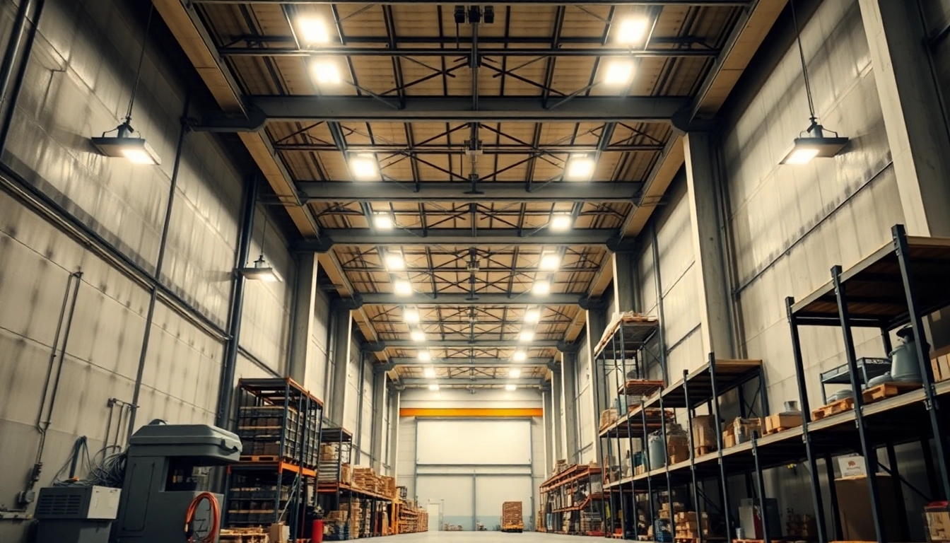 Moderne LED-Beleuchtung in einer großen Industriehalle