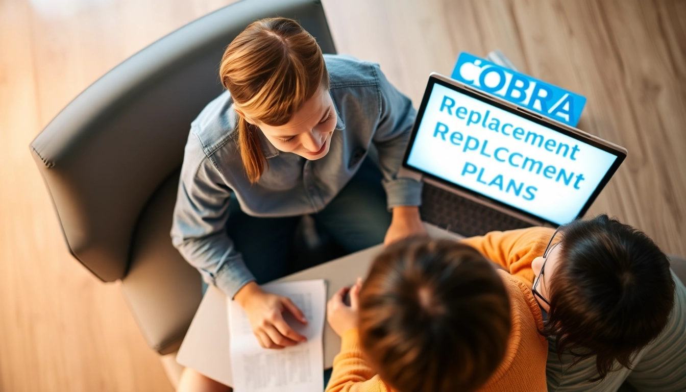 Compare COBRA replacement plans: a family evaluating affordable health coverage options.