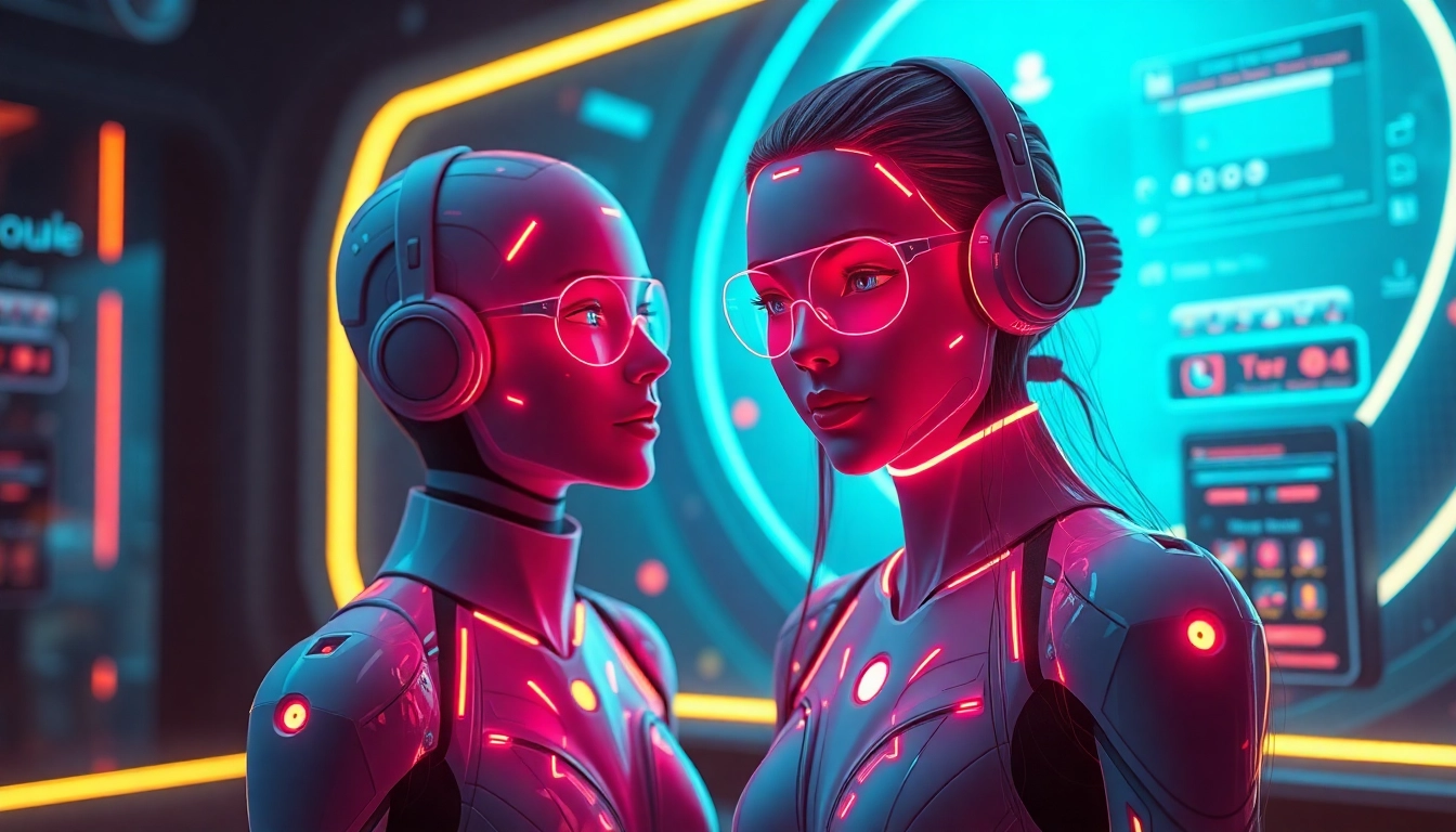 AI girlfriend engaging in realistic conversation on a sleek digital interface, emphasizing emotional connection and unfiltered chats.