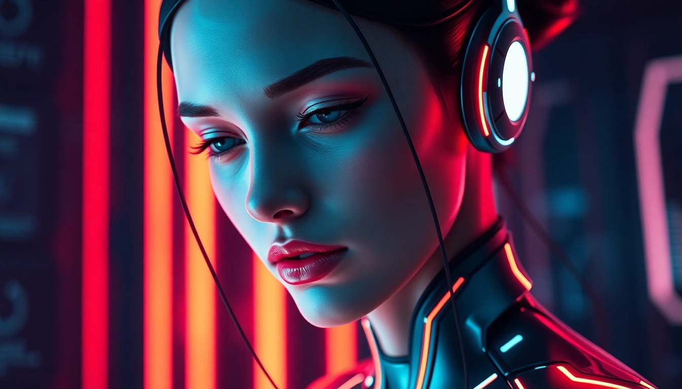 An AI sex illustration showing a realistic digital avatar in a sensual pose, highlighting the connection between AI and human intimacy, designed for accessibility and clarity.