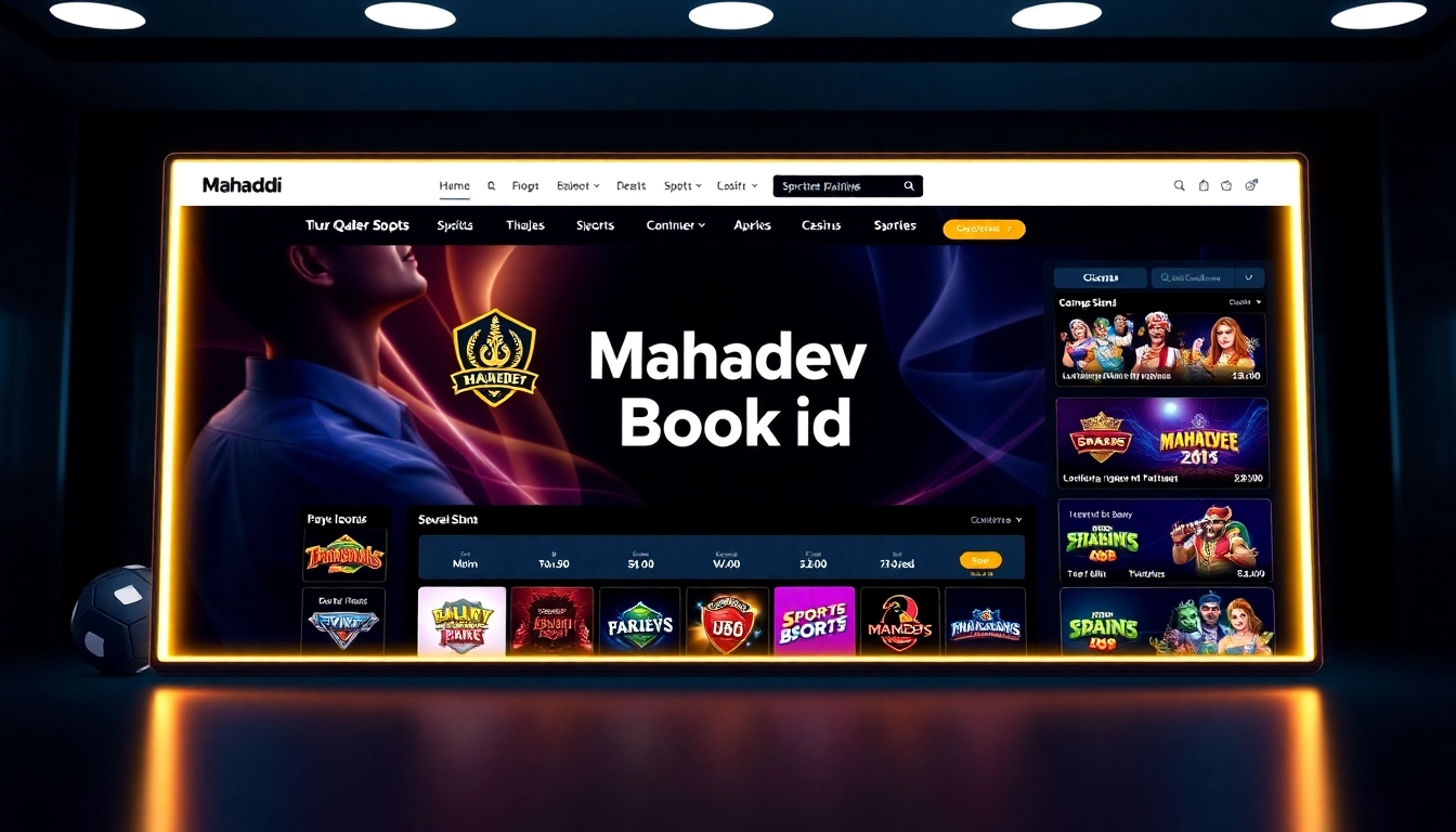 Secure Mahadev Book Id login dashboard with sports and casino icons for online betting success