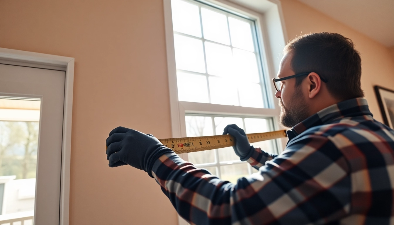 Window Installers Near Me: Skilled team measuring an energy-efficient window frame.