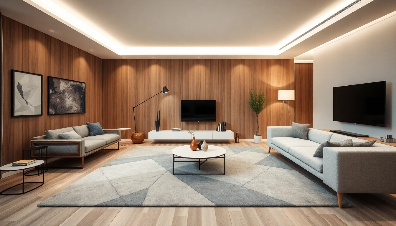 Stylish living space showcasing elegant tappeti moderni Milano with geometric designs and