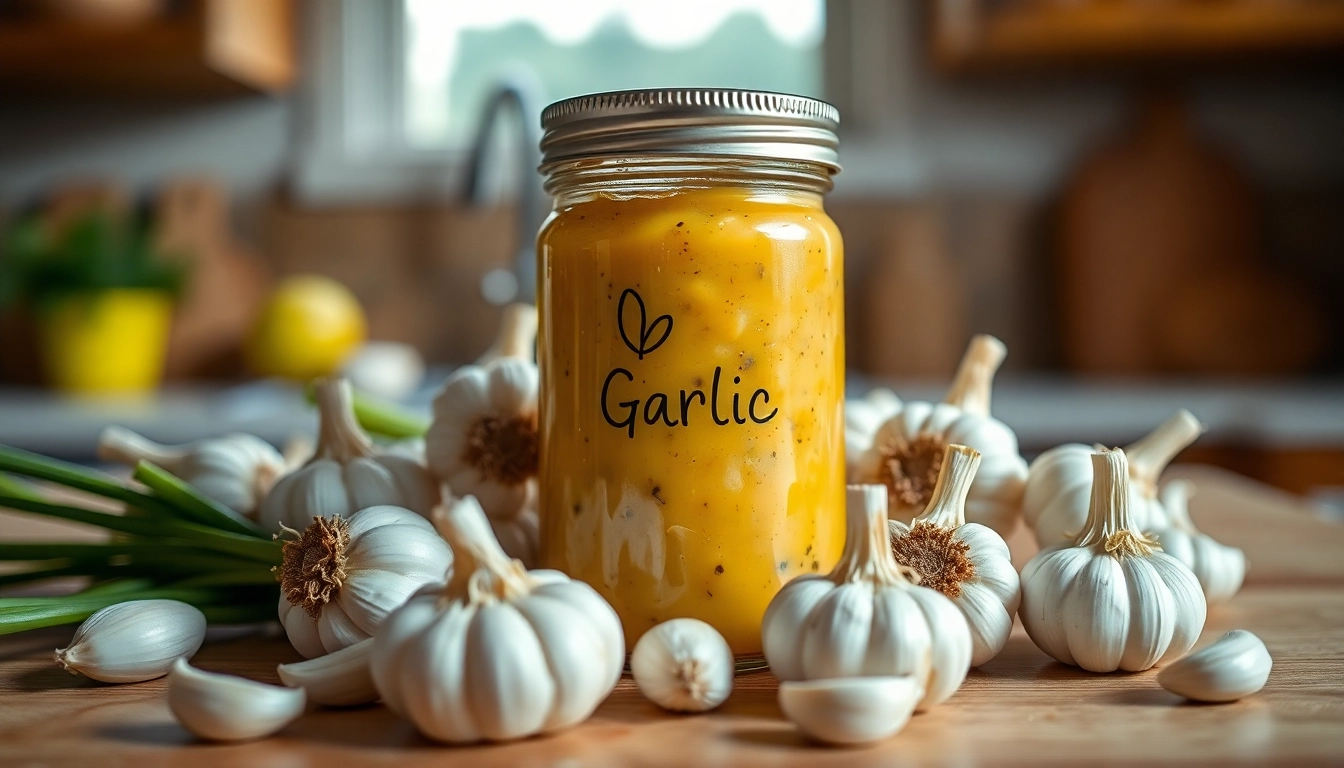 High-quality garlic paste displayed with fresh garlic cloves for authentic culinary use