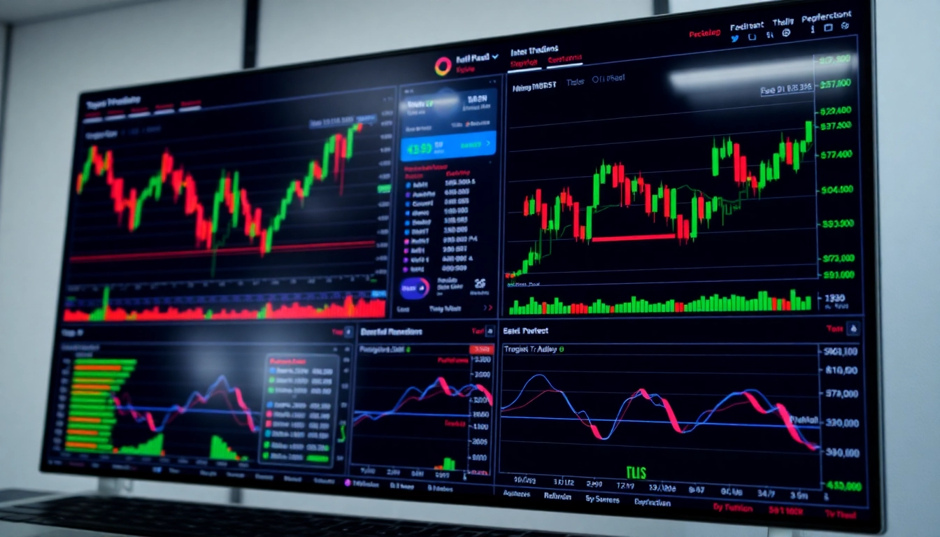 Trading view dashboard showcasing live market charts, indicators, and trading tools for investors